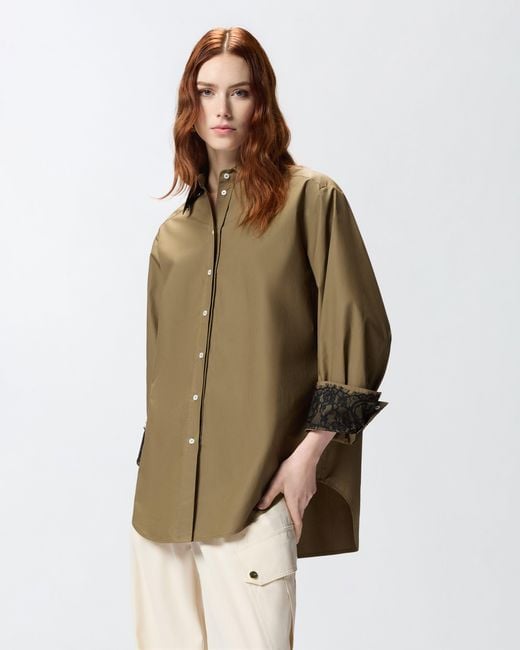 Pinko Natural Poplin Shirt With Lace Details