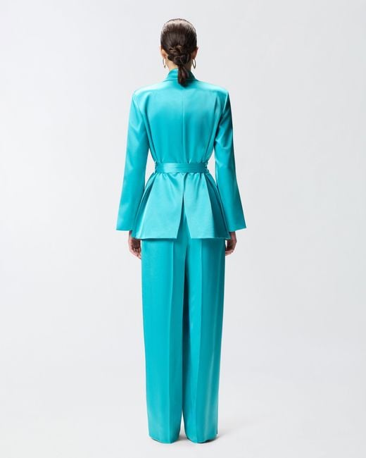 Pinko Blue Satin Jacket With Belt
