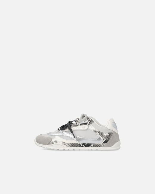 Pinko White Python-Print Sneakers With Double Laces