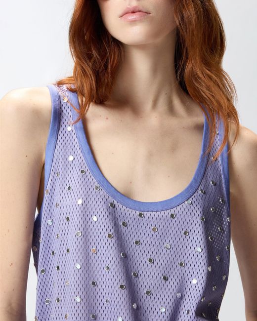 Pinko Purple Mesh Vest Top With Mirror Detail