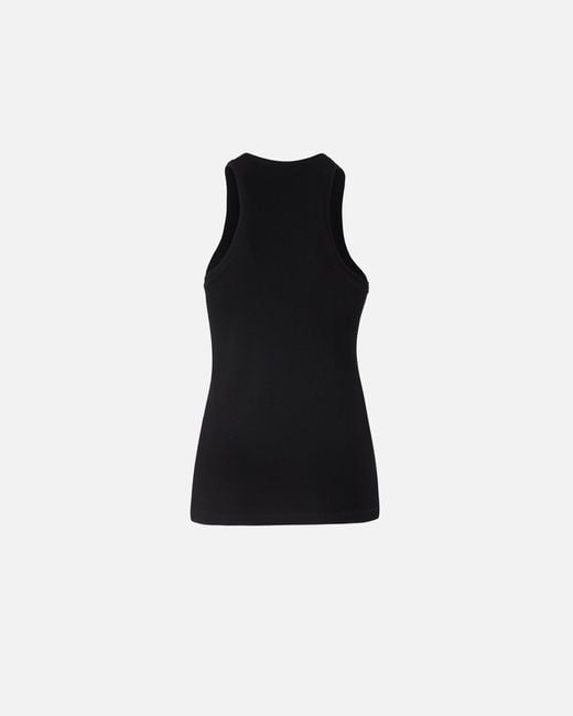 Pinko Black Ribbed Top With Logo