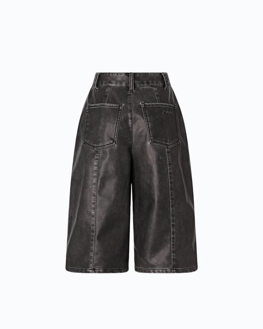 Pinko Gray Vintage-Effect Canvas Bermuda Shorts