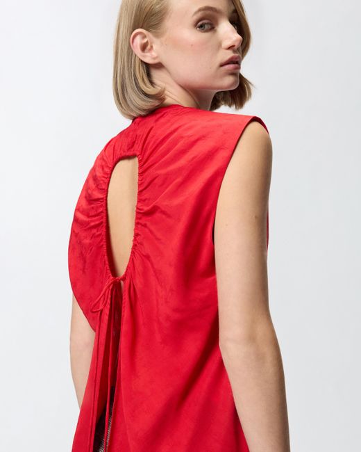 Pinko Red Viscose Jacquard Top