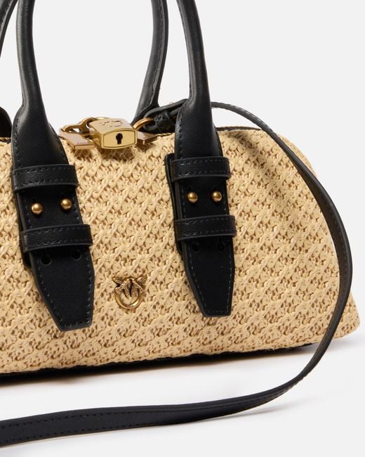 Pinko Natural Escape Bag Horizontal Small Raffia Handbag