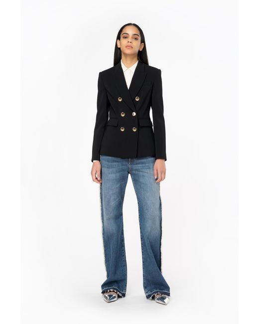 Pinko Black Double-breasted Blazer With Metal Buttons