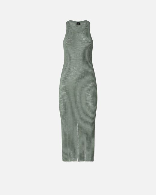 Pinko Green Ribbed Slim-Fit Midi Dress With Rips