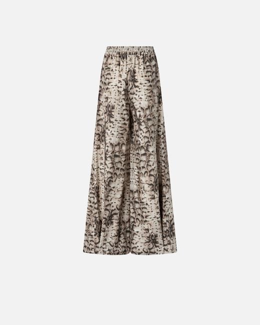 Pinko White Wide-Leg Trousers With Snake Print