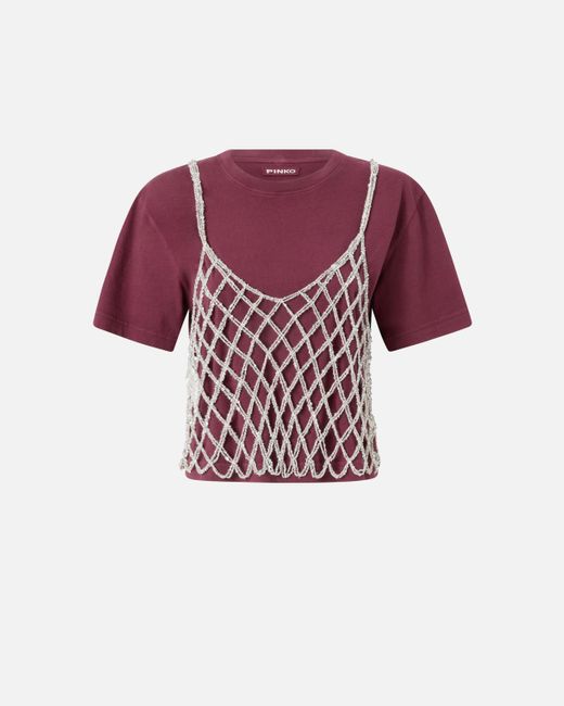 Pinko Red T-shirt With Matching Mini-sequin Top