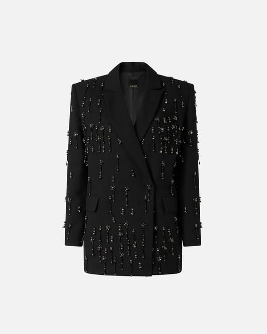 Pinko Black Blazer With Crystals And Pearls