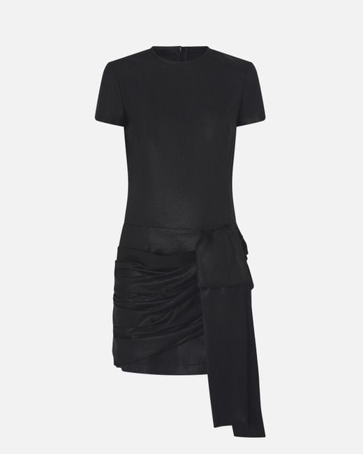 Pinko Black Short Pinstriped Dress With Draping