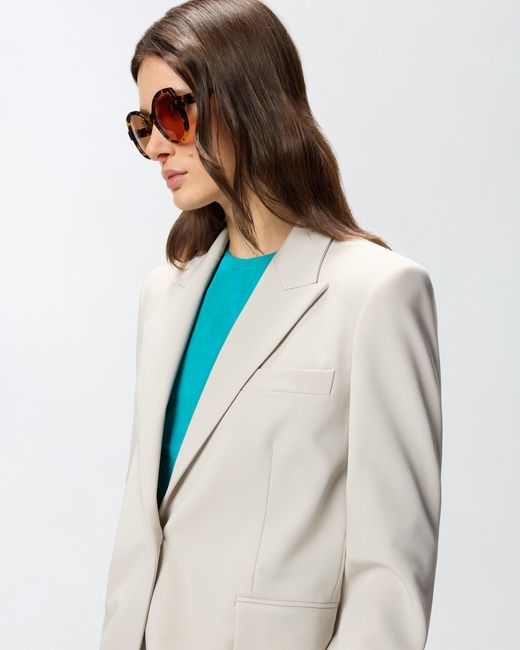 Pinko White Fluid Blazer With Rear Slit