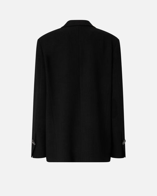 Pinko Black Slub Fabric Jacket With Satin Lapels