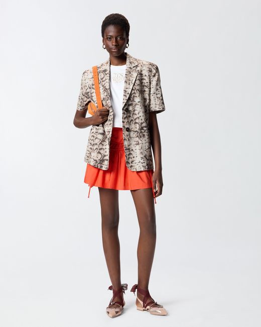 Pinko Red Short Skirt With Gathering And Drawstring