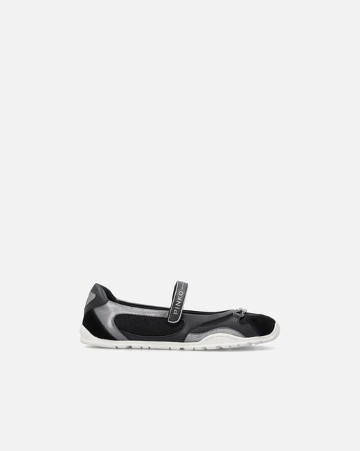 Pinko White Sporty Ballet Flats With Inserts And Lettering