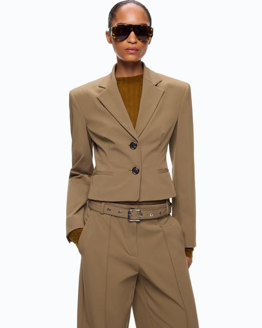 Pinko Natural Slim-Fit Cropped Blazer