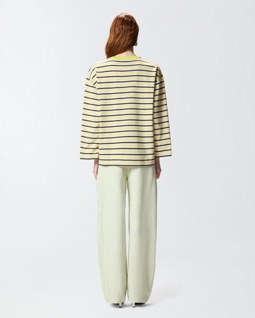 Pinko Green Striped Top With Embroidery