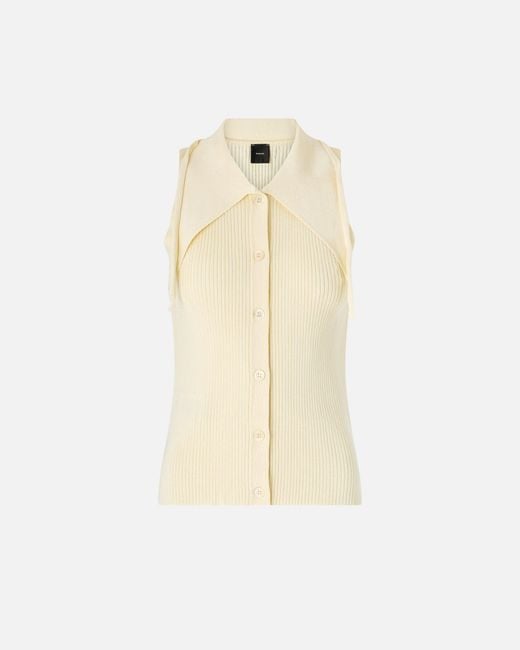 Pinko Natural Top With Bandana Knot And Buttons