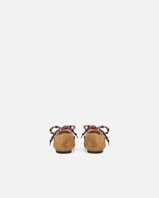 Pinko White Suede Moccasins With Multicoloured Laces