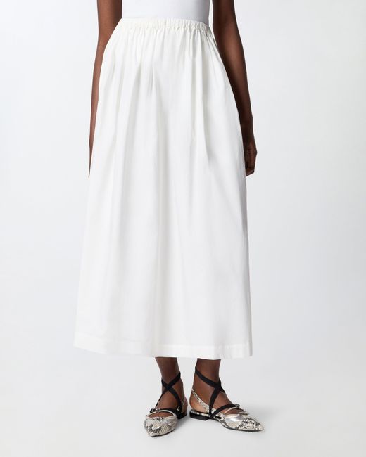 Pinko White Long Skirt With Elasticated Waist
