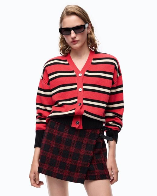 Pinko Red Wool And Cashmere Cardigan