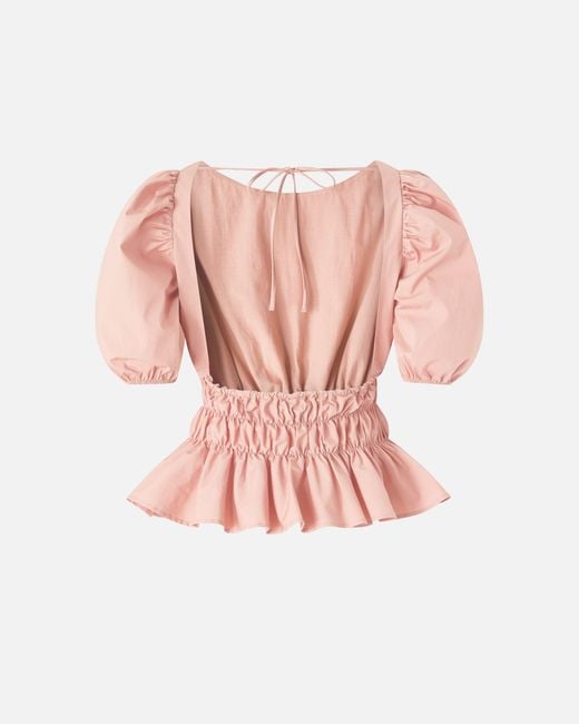 Pinko Pink Cropped Top With Ruffles And Open Back