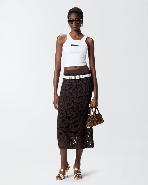 Pinko White Cropped Vest Top With Logo