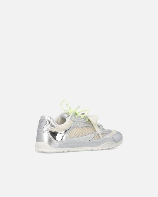 Pinko White Laminated Sneakers With Double Laces And Jewel Details