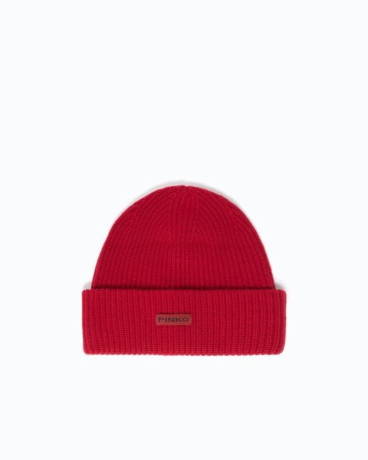 Pinko Red Beanie With Logo Lettering
