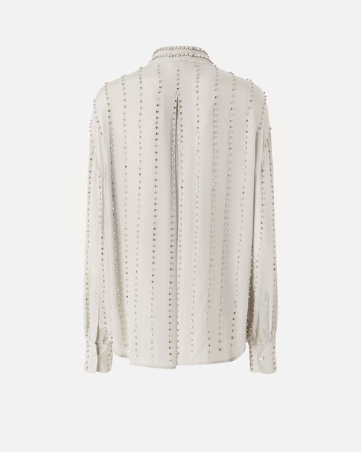 Pinko White Lightweight Shirt With Jewel Stripes