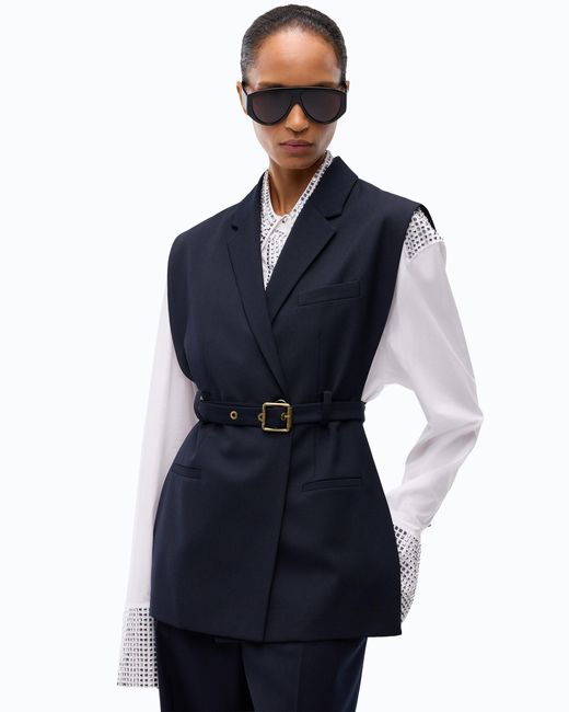 Pinko Blue Vest With Open Sides And Belt