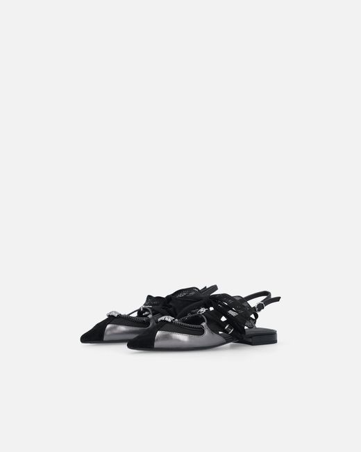 Pinko White Slingback Ballerinas With Ties