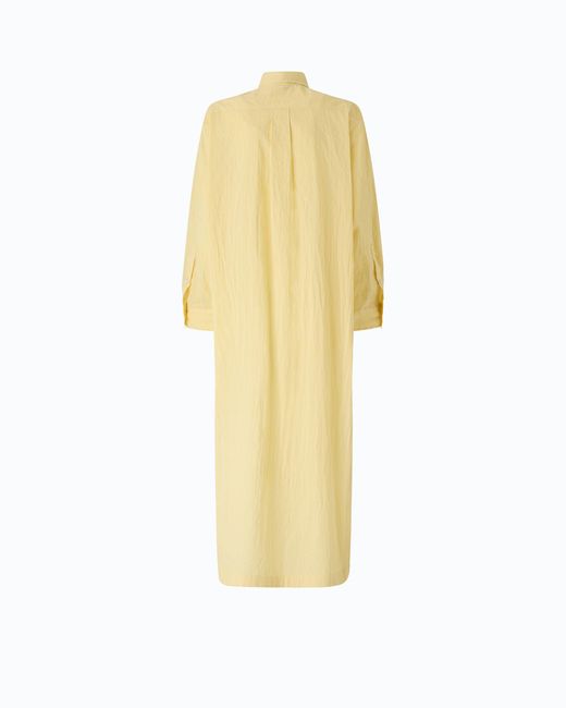 Pinko Metallic Long Striped Chemisier Dress With Floral Embroidery