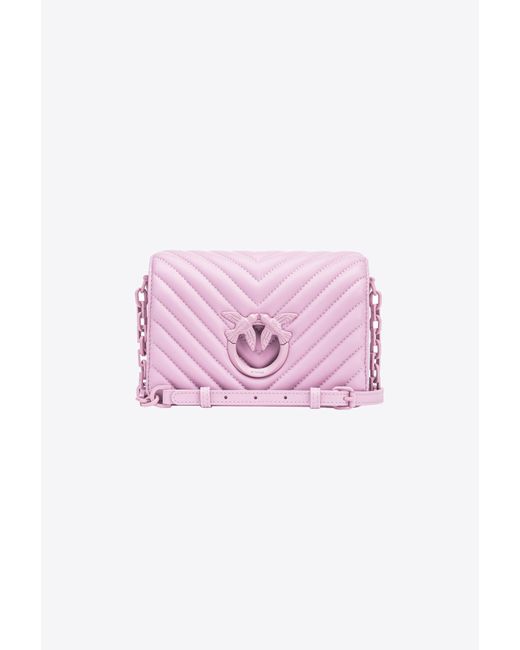 Mini Love Bag Click Chevron Color Block di Pinko in Pink