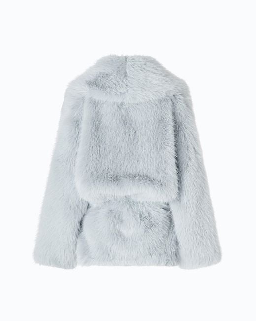 Chaqueta Blusón Efecto Pelo Con Cinturón Pinko de color Blue