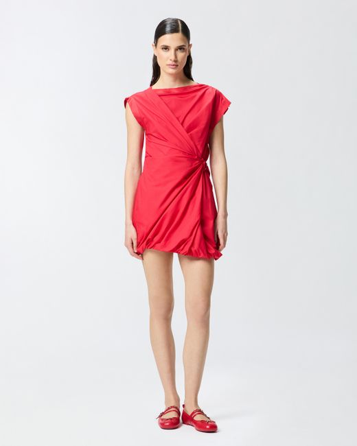 ワンピース Pinko POPLIN DRESS WITH CROSS Pinko Poplin Dress With Crossover Detail in Red | Lyst