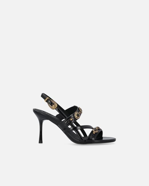 Pinko White High Slingback Sandals With Straps And Studs