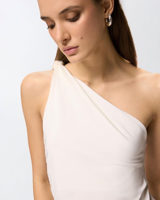 Pinko Natural One-Shoulder Top With Knot Detail