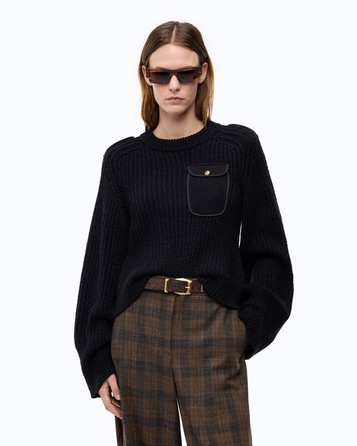 Pinko Black Ribbed Sweater With Small Pocket