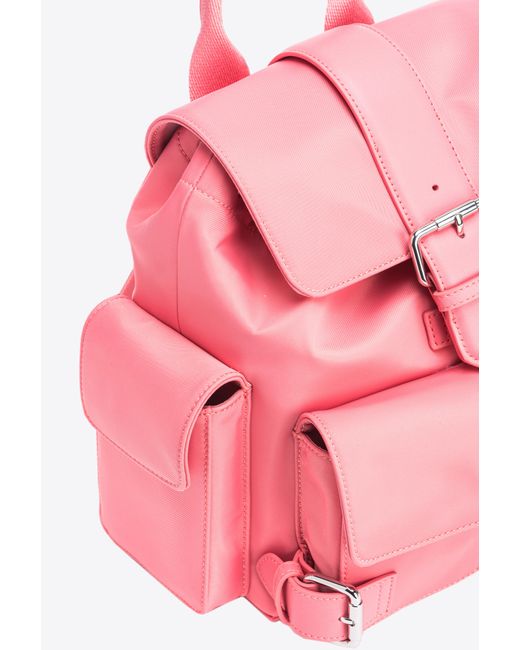 Pinko Pink Recycled Fabric Multi-pocket Backpack