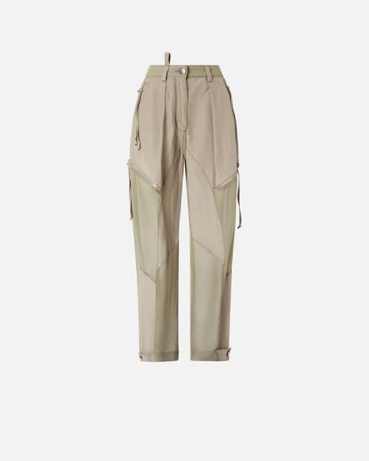Pinko Natural P-Pants Trousers With Zip And Sheer Inserts