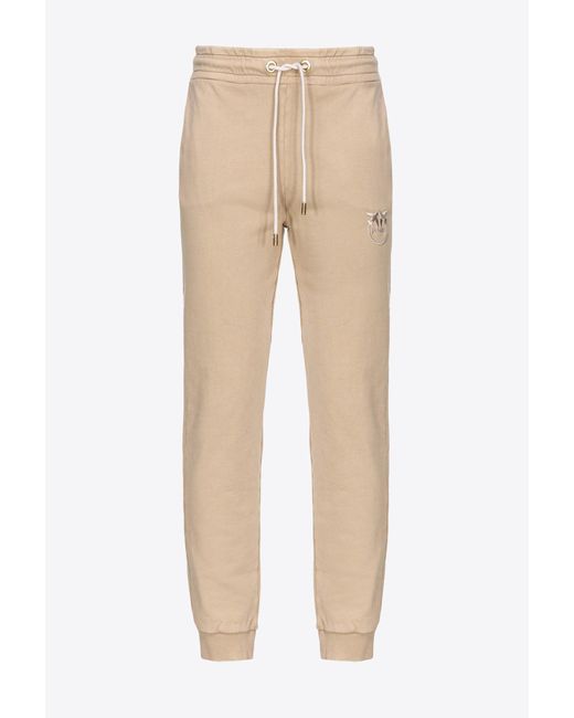Pinko Natural Old-wash joggers With Embroidery