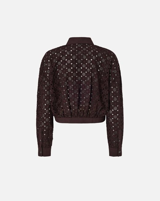 Pinko Brown Cropped Shirt With Broderie Anglaise