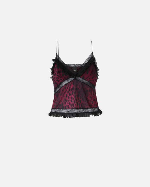 Pinko White Lightweight Top With Dotted Print And Lace