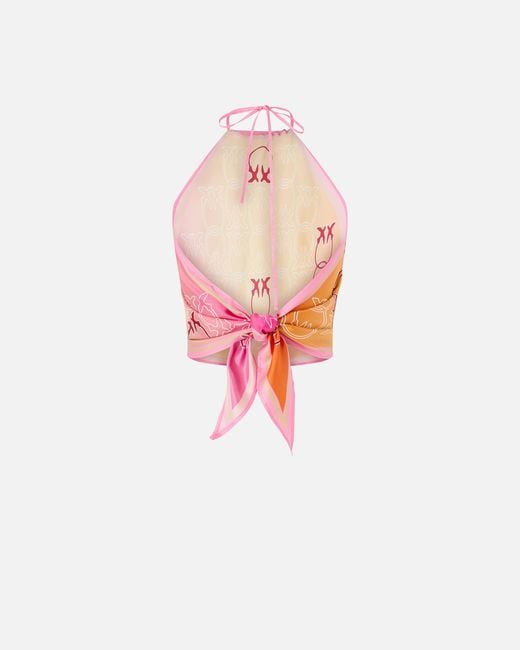 Pinko White Cover-Up Top With Love Birds Logo