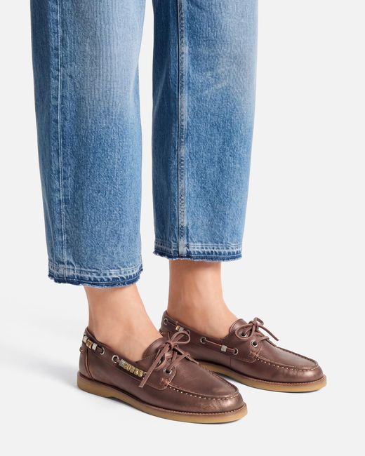Pinko White Leather Moccasins With Jewel Details
