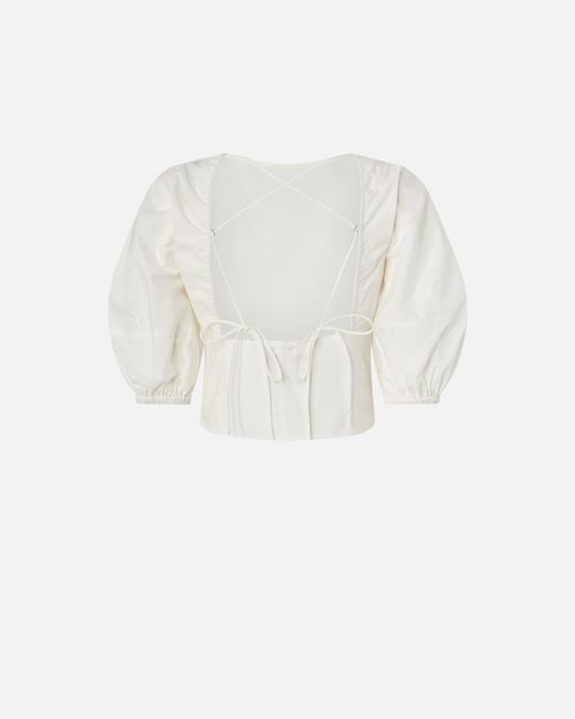 Pinko White Cropped Backless Blouse