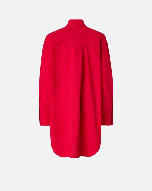Pinko Red Mini Shirt Dress With Fringing