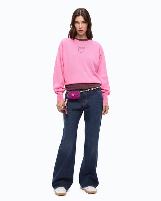 Pinko Pink Sweater With Love Birds Logo