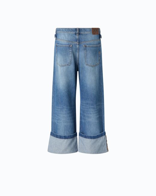 Pinko Blue Cropped Jeans With Cuffs And Belt