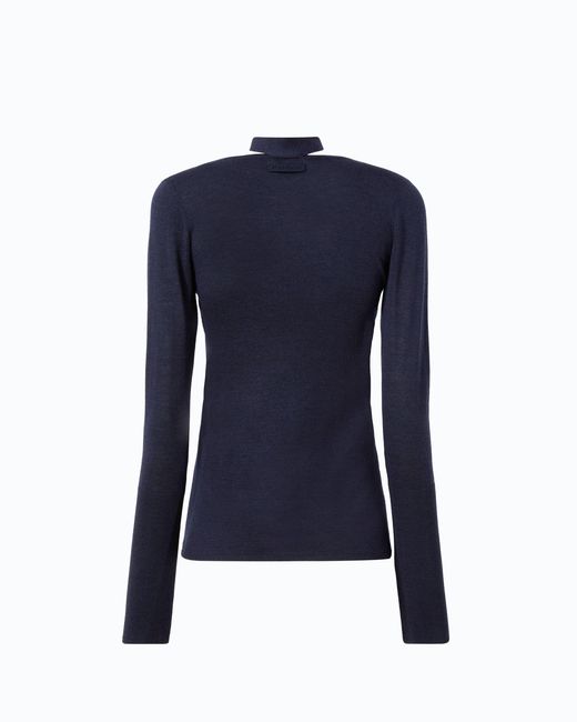 Pinko Blue Wool Sweater With Lace And Sash